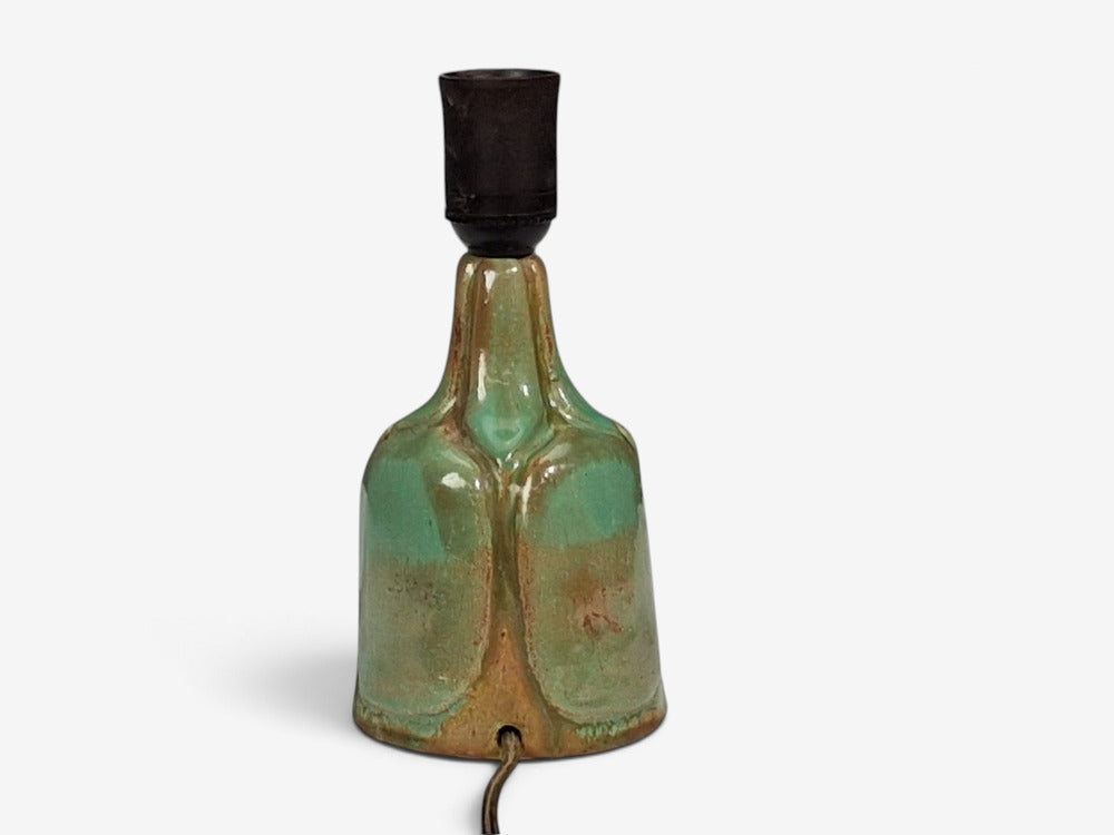 Danish Modern, Table Lamp, Green Glazed Stoneware, Denmark, 1970s