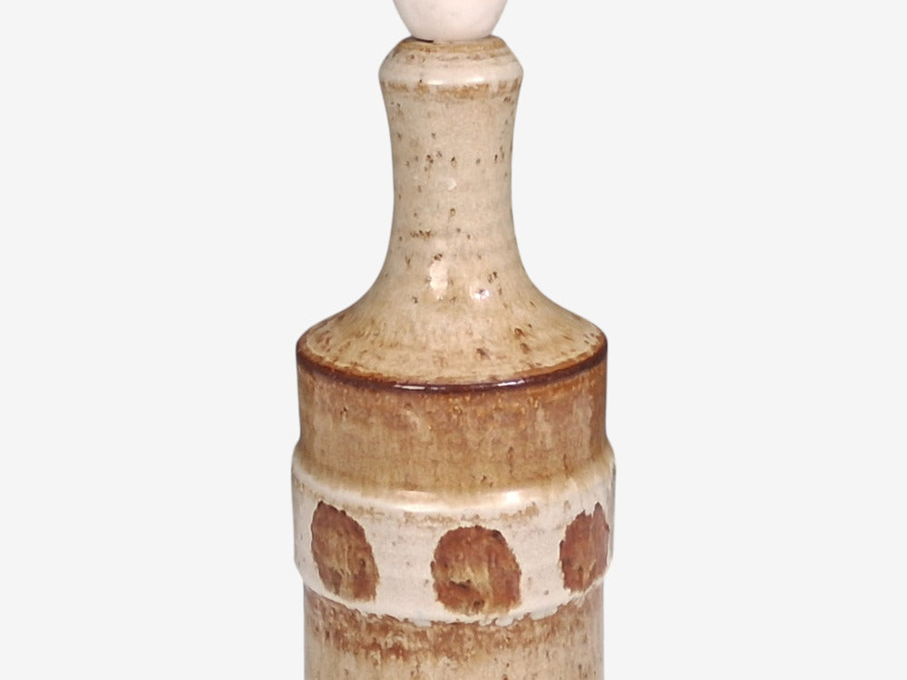 Søholm Stentøj, Dotted Table Lamp, Beige Glazed Stoneware, Denmark, 1960s