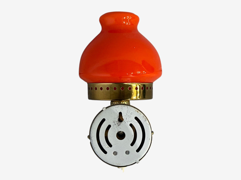 Örsjö Industri AB, Wall Lights, Brass, Orange Glass, Sweden, 1970s