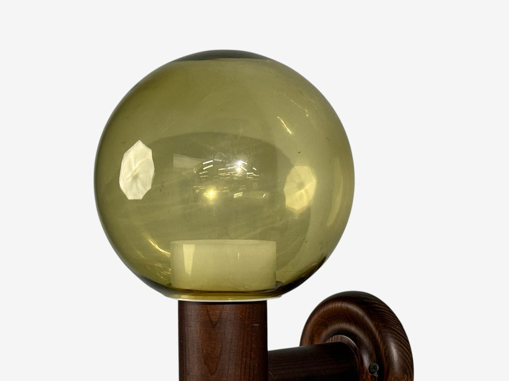 Luxus Vittsjö, Impressive Wall Sconces, Dark Pine, Tinted Glass, Sweden, 1960s