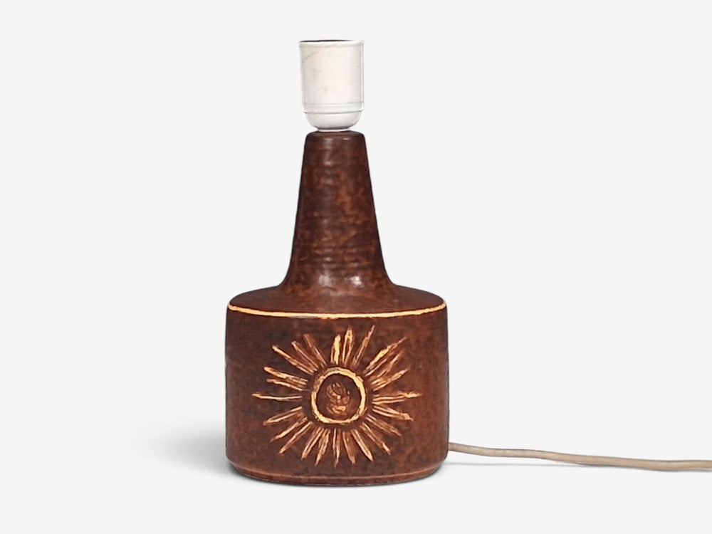 Søholm Stentøj, Sun Table Lamp, Brown Glazed Stoneware, Denmark, 1960s