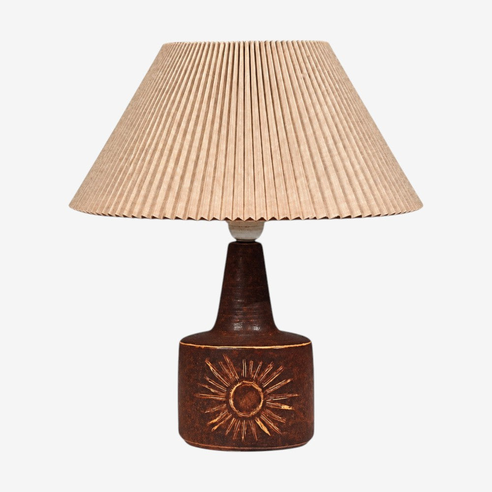 Søholm Stentøj, Sun Table Lamp, Brown Glazed Stoneware, Denmark, 1960s