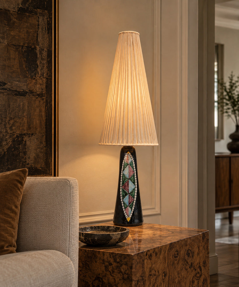 Tilgmans Keramik, Large Table Lamp, Dark Blue Ceramic, Sweden, 1958