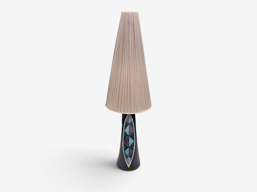 Tilgmans Keramik, Large Table Lamp, Dark Blue Ceramic, Sweden, 1958