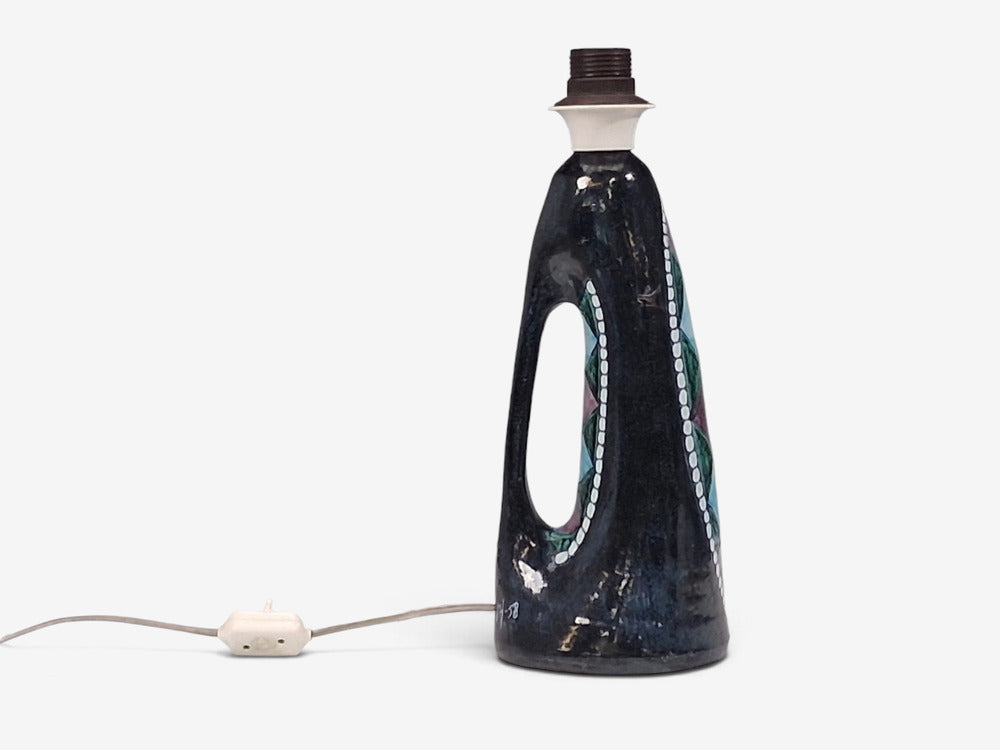 Tilgmans Keramik, Large Table Lamp, Dark Blue Ceramic, Sweden, 1958