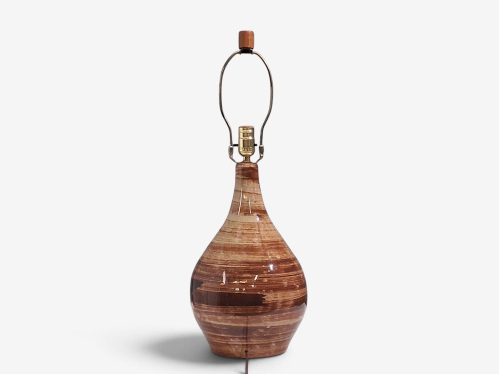 Gordon & Jane Martz, Large Table Lamp, Brown Glazed Ceramic, USA, 1960s