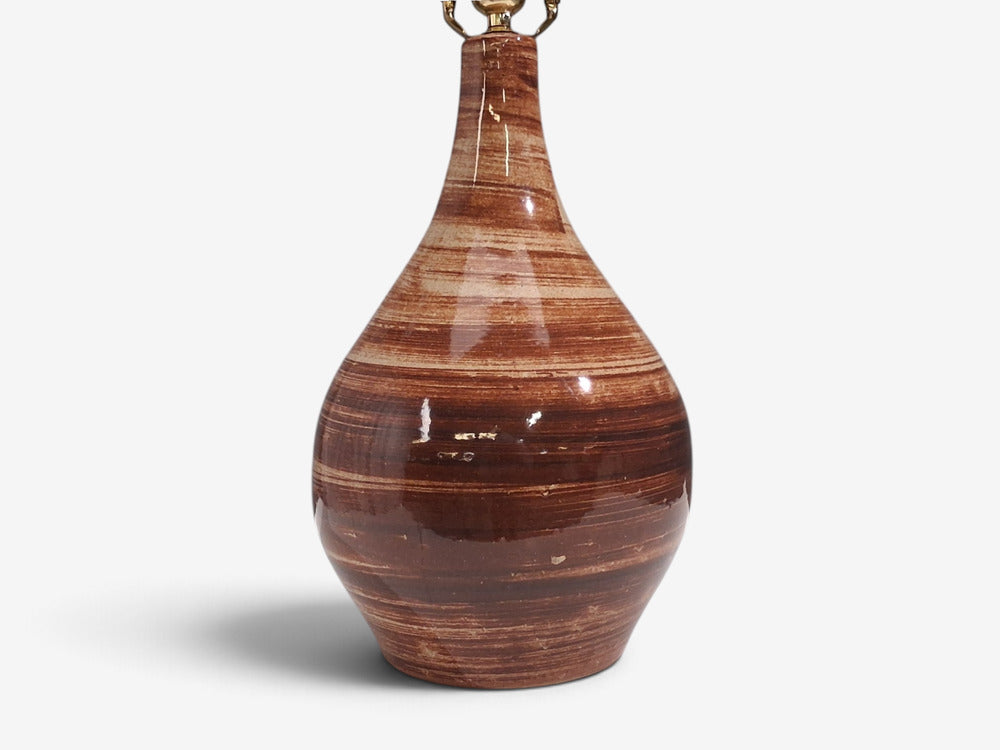 Gordon & Jane Martz, Large Table Lamp, Brown Glazed Ceramic, USA, 1960s