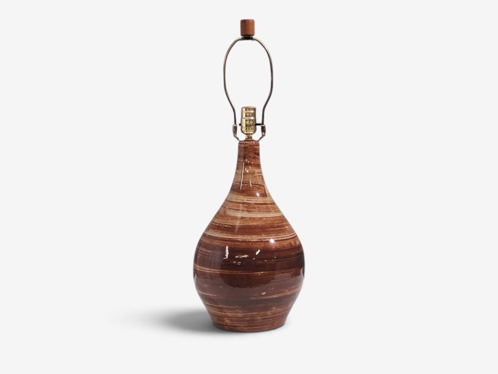 Gordon & Jane Martz, Large Table Lamp, Brown Glazed Ceramic, USA, 1960s