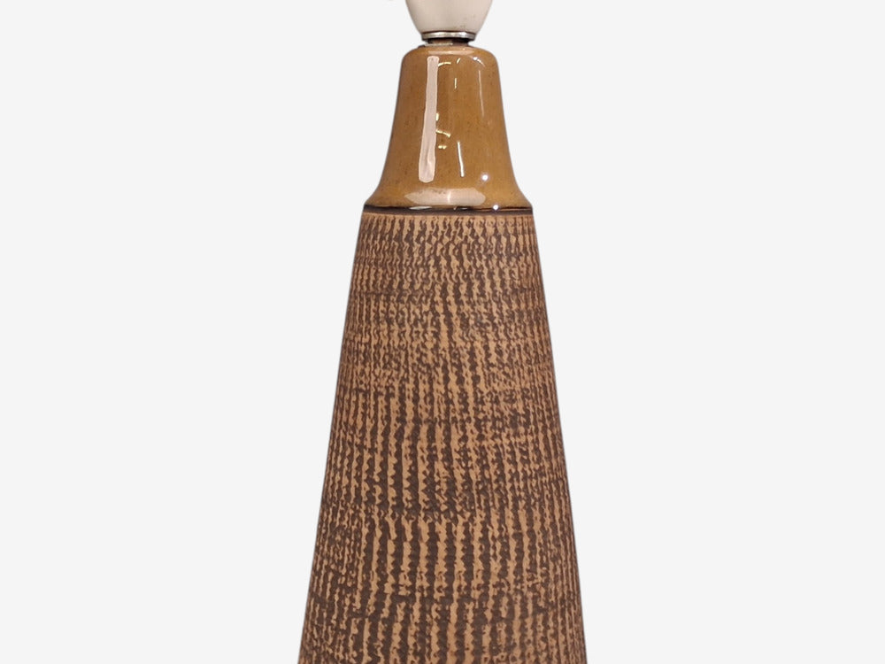 Hyllested Keramik, Large Rustic Table Lamp, Brown Stoneware, Denmark, 1960s