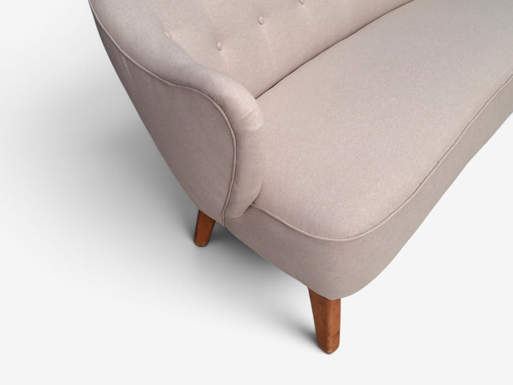 Flemming Lassen, Rare Sofa, Beige Fabric, Birch, Finland, 1950s