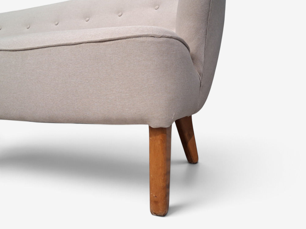 Flemming Lassen, Rare Sofa, Beige Fabric, Birch, Finland, 1950s