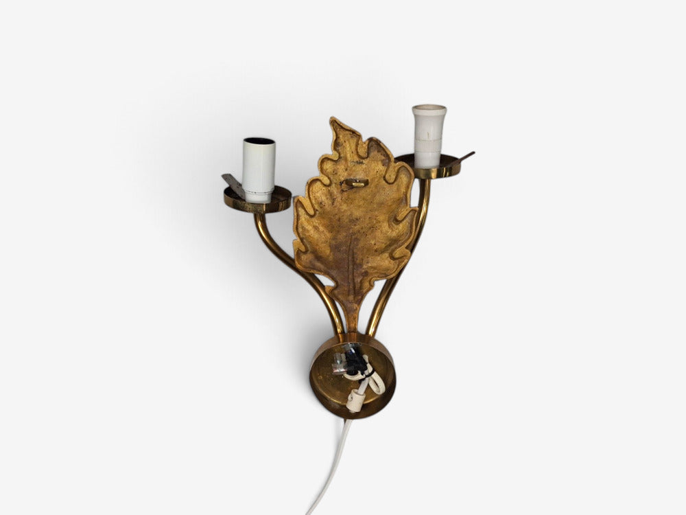 Swedish Modern, Double Wall Light, Brass, Opaline Glass, Sweden, 1950s
