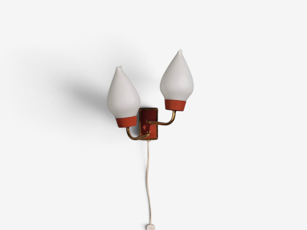 Swedish Modern, Wall Sconce, Brass, Lacquered Metal, Glass, Sweden, 1940s