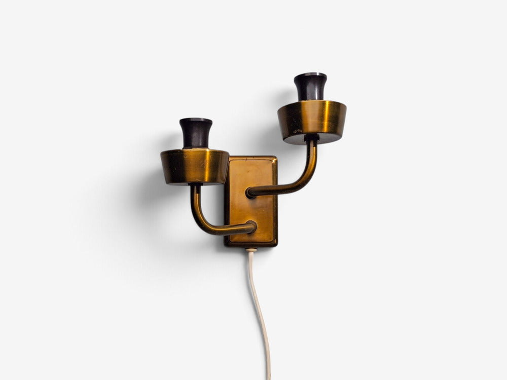 Swedish Modern, Wall Sconce, Brass, Opaline Glass, Sweden, 1940s