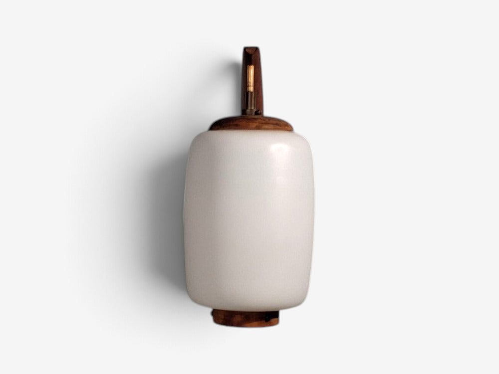 Danish Modern, Wall Sconce, Teak, Opal Glass, Denmark, 1960s