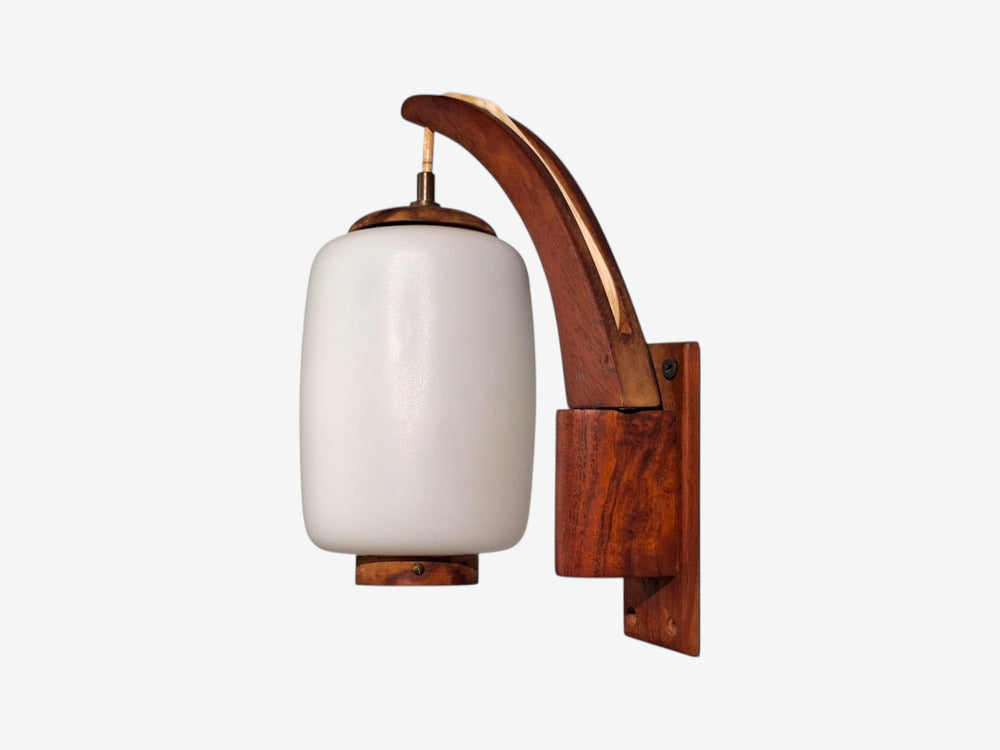 Danish Modern, Wall Sconce, Teak, Opal Glass, Denmark, 1960s