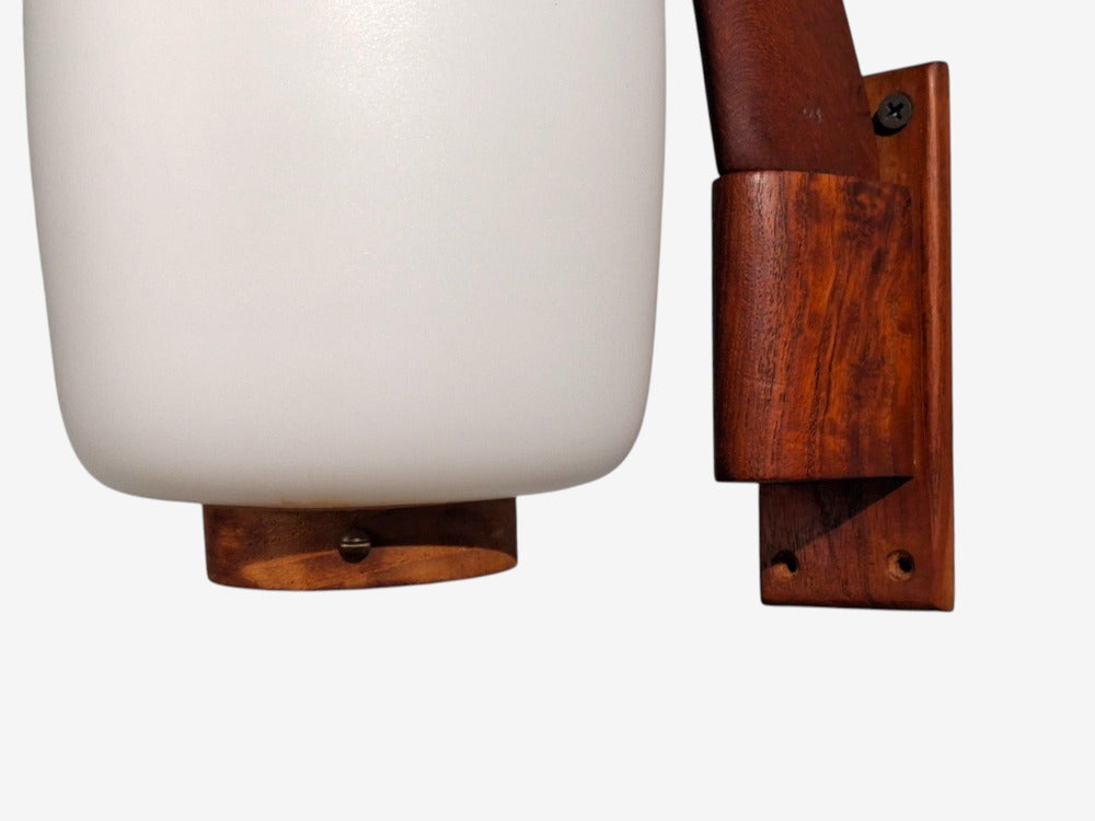 Danish Modern, Wall Sconce, Teak, Opal Glass, Denmark, 1960s