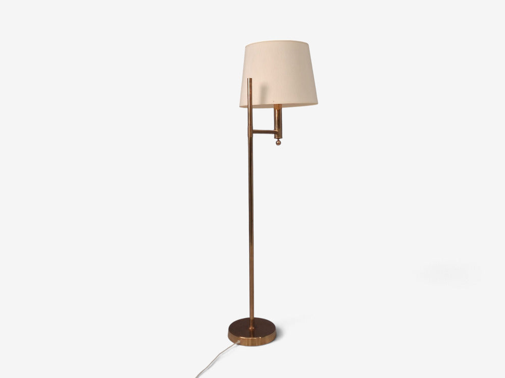 Bergboms, Swedish Modern, Floor Lamp, Brass, Fabric, Sweden, 1960s