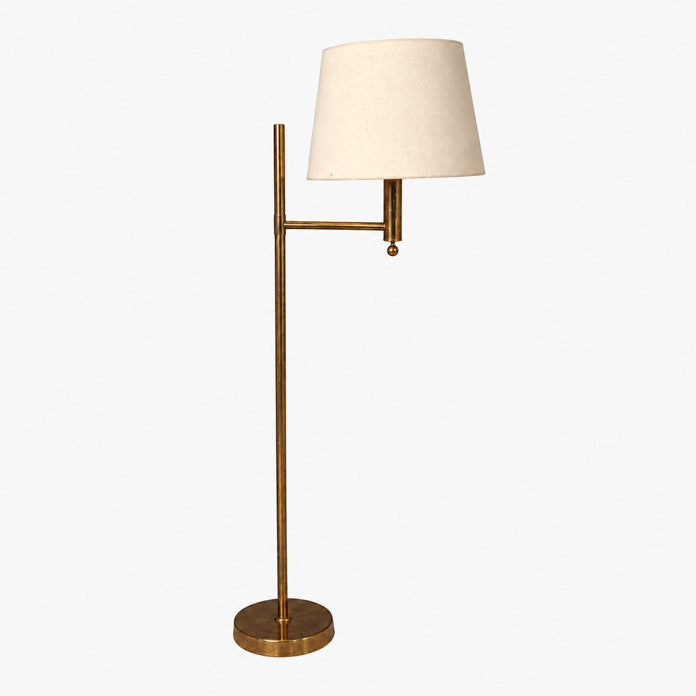Bergboms, Swedish Modern, Floor Lamp, Brass, Fabric, Sweden, 1960s