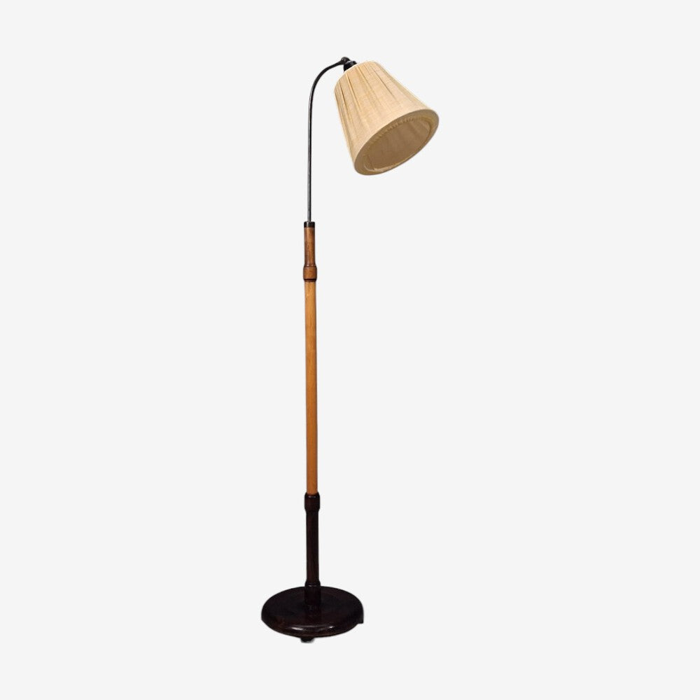 Swedish Art Deco, Adjustable Floor Lamp, Birch, Metal, Sweden, 1930s