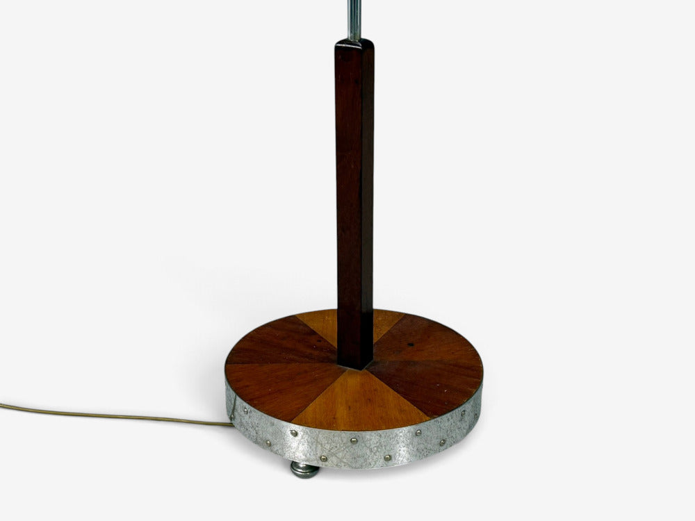 Swedish Art Deco, Floor Lamp, Mahogany, Chrome, Sweden, 1930s