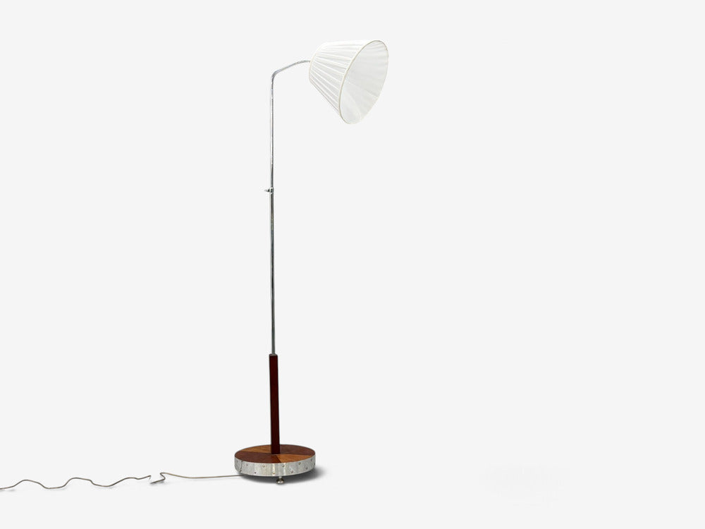 Swedish Art Deco, Floor Lamp, Mahogany, Chrome, Sweden, 1930s