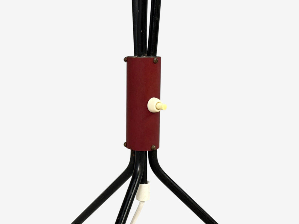 Swedish Modern, Three-Light Floor Lamp, Metal, Beige Shades, Sweden, 1950s