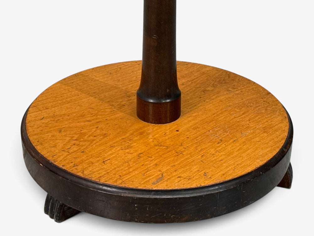 Swedish Art Deco, Adjustable Floor Lamp, Birch, Brass, Fabric, Sweden, 1930s