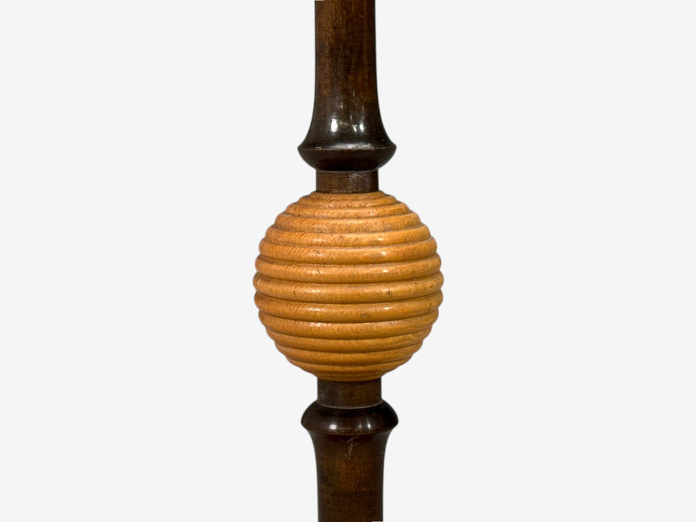 Swedish Art Deco, Adjustable Floor Lamp, Birch, Brass, Fabric, Sweden, 1930s