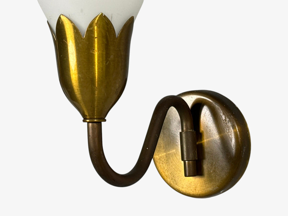 Fog & Mørup, Eight Wall Lights, Brass, Glass, Denmark, 1950s