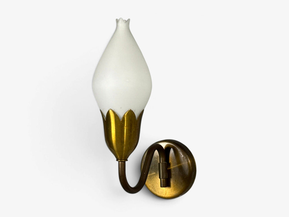 Fog & Mørup, Eight Wall Lights, Brass, Glass, Denmark, 1950s