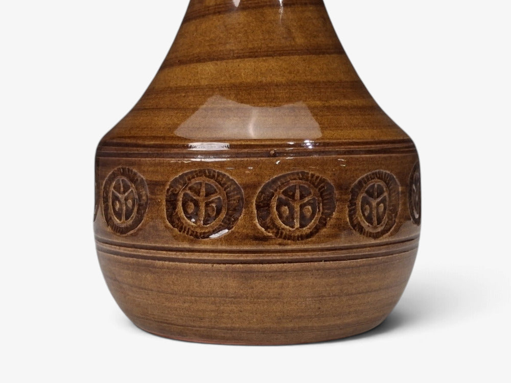 Holbæk Keramik, Table Lamp, Orange Glazed Stoneware, Denmark, 1970s