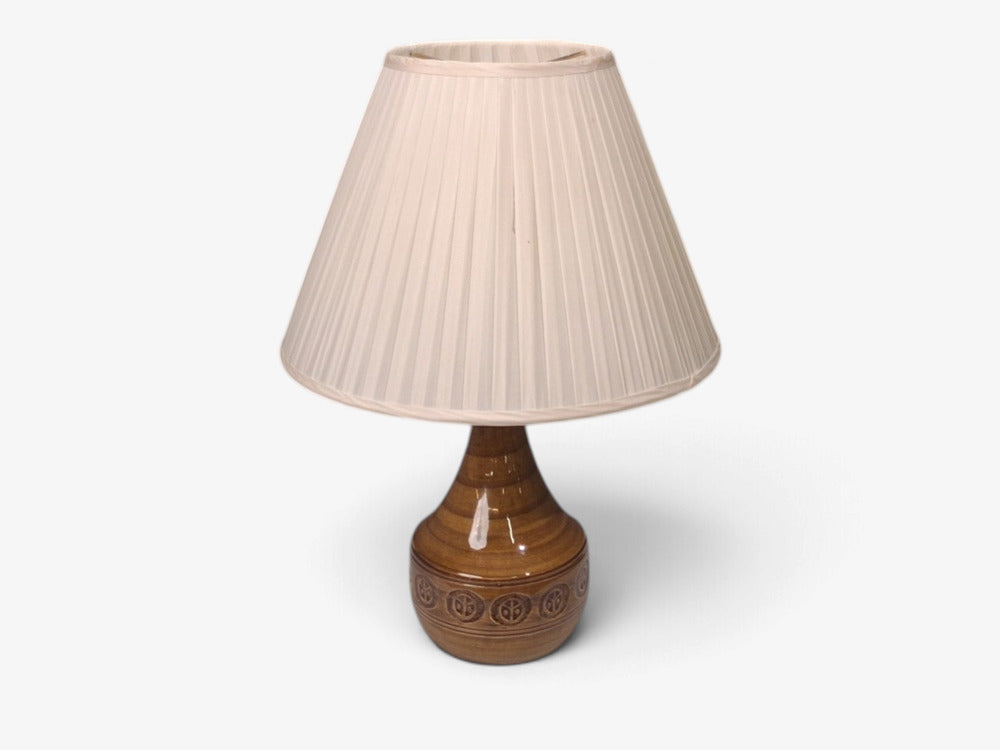 Holbæk Keramik, Table Lamp, Orange Glazed Stoneware, Denmark, 1970s