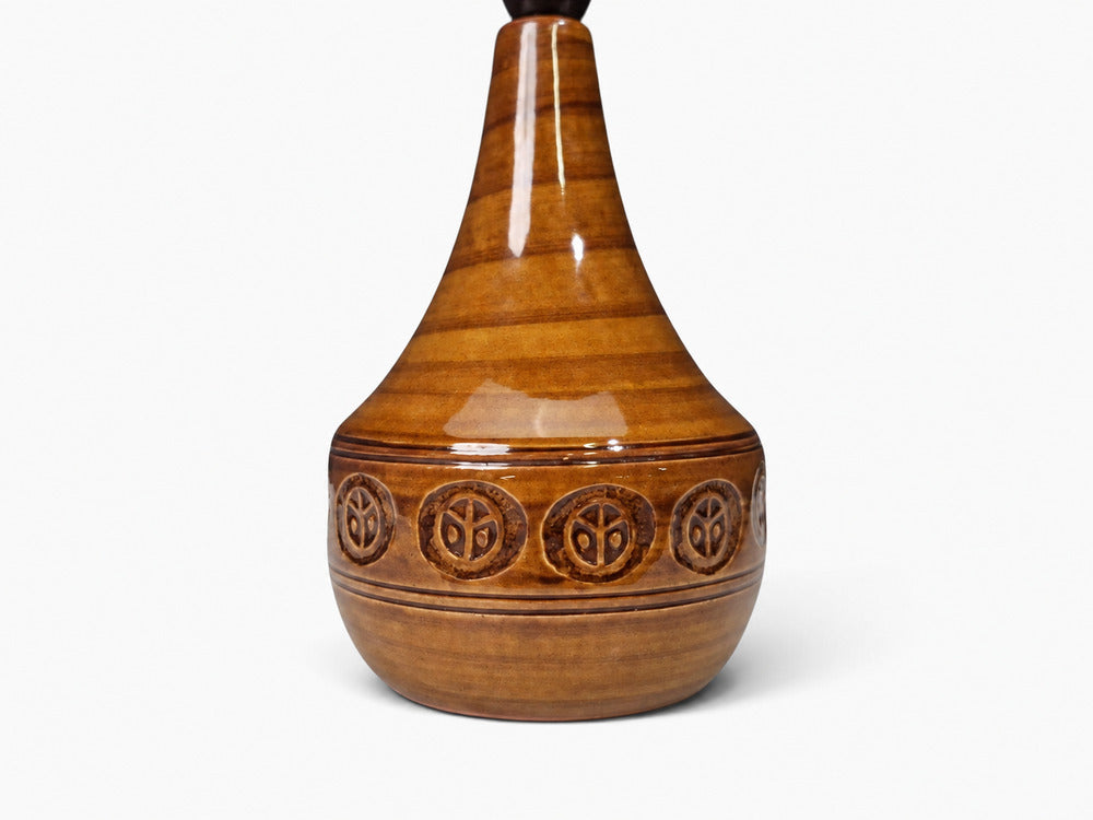 Holbæk Keramik, Table Lamp, Orange Glazed Stoneware, Denmark, 1970s