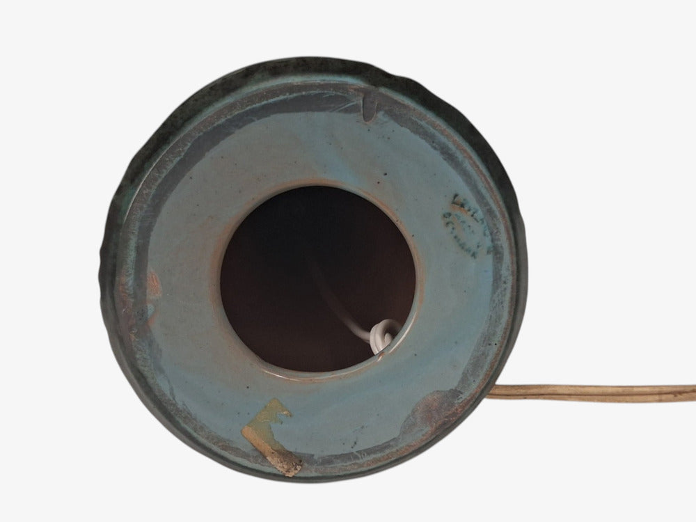 Løvesmose Keramik, Table Lamp, Brown and Turqouise Ceramic, Denmark, 1960s