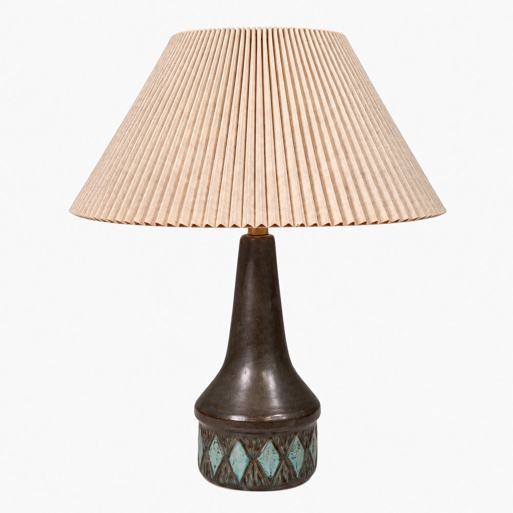 Løvesmose Keramik, Table Lamp, Brown and Turqouise Ceramic, Denmark, 1960s