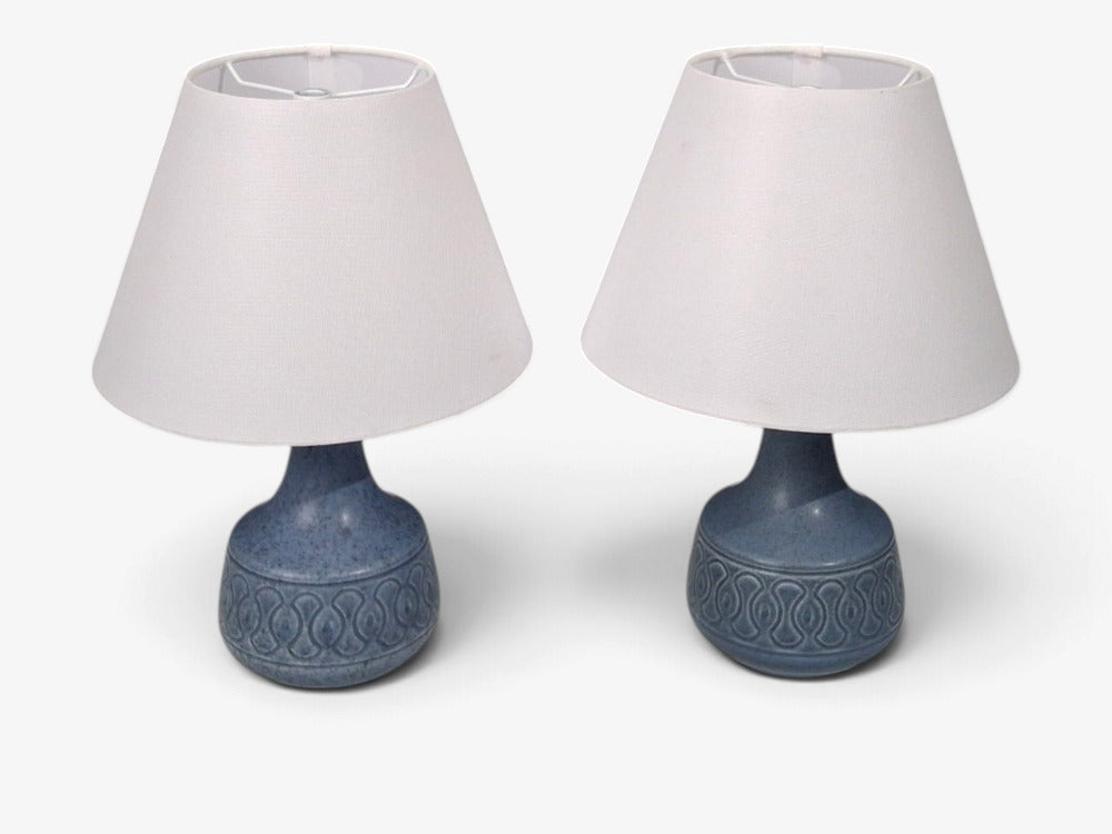Søholm Stentøj, Table Lamps, Blue Glazed Stoneware, Denmark, 1960s