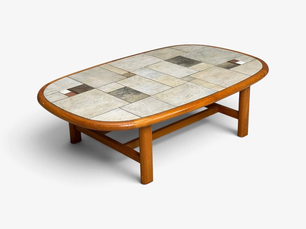 Gangso Møbler, Danish Modern, Coffee Table, Teak, Mosaic Tile, Denmark, 1970s