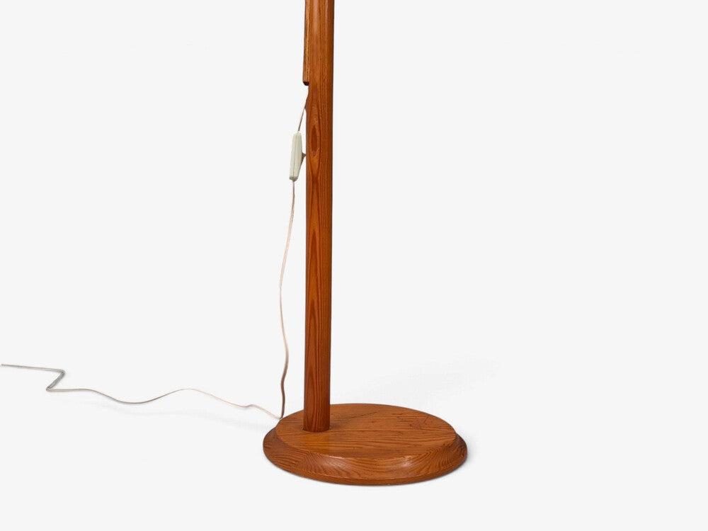 Markslöjd, Swedish Modern, Adjustable Floor Lamp, Pine, Fabric, Sweden, 1970s