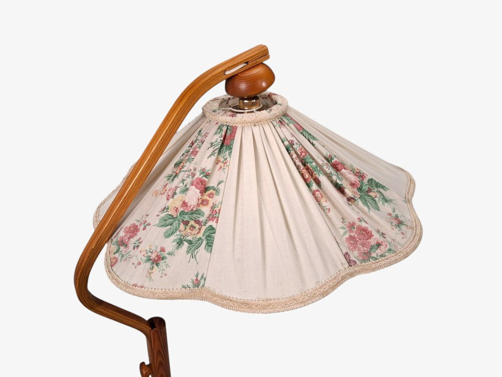 Markslöjd, Swedish Modern, Adjustable Floor Lamp, Pine, Fabric, Sweden, 1970s