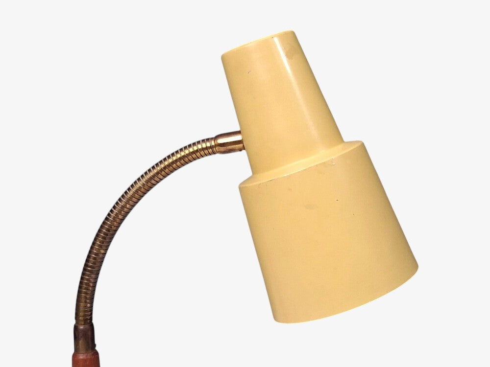 Fagerhults Ljusarmatur, Desk Lamp, Cream Lacquered Metal, Wood, Sweden, 1960s