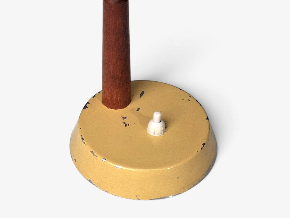 Fagerhults Ljusarmatur, Desk Lamp, Cream Lacquered Metal, Wood, Sweden, 1960s
