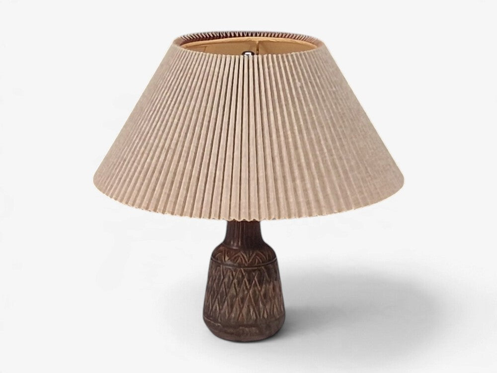 Johgus Bornholm, Rustic Table Lamp, Brown Glazed Ceramic, Denmark, c. 1970s
