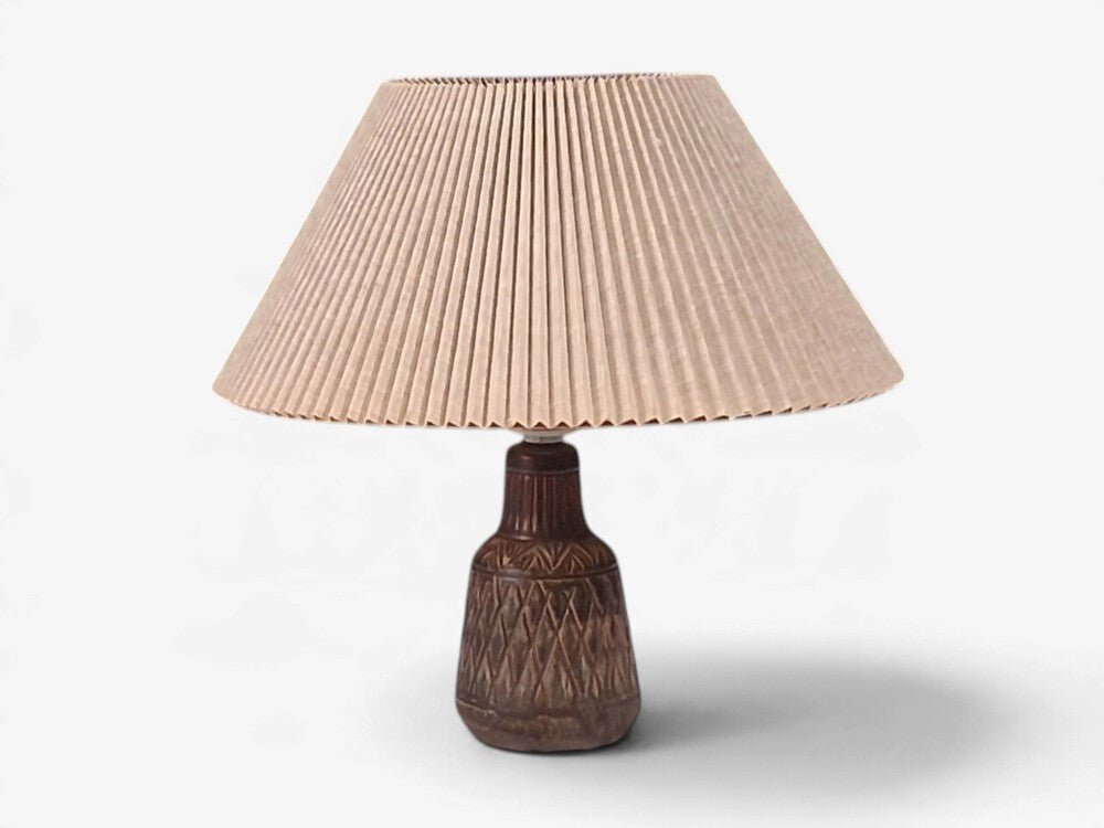 Johgus Bornholm, Rustic Table Lamp, Brown Glazed Ceramic, Denmark, c. 1970s