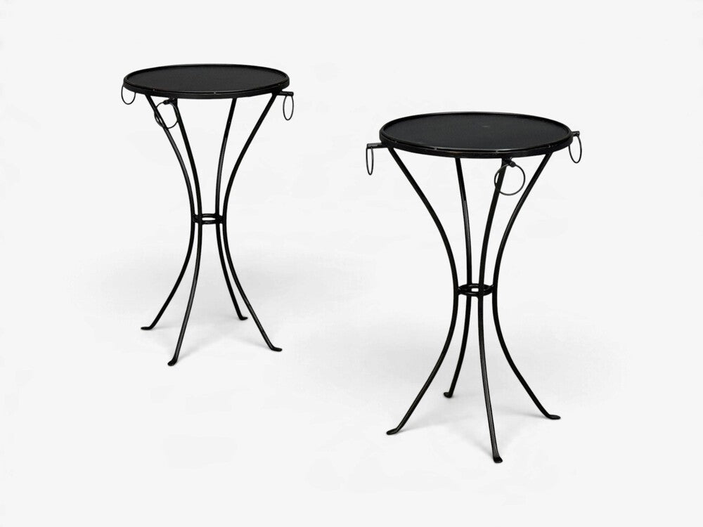 Jean-Michel Frank Style, Side Tables or Gueridons, Painted Iron, 20th c.
