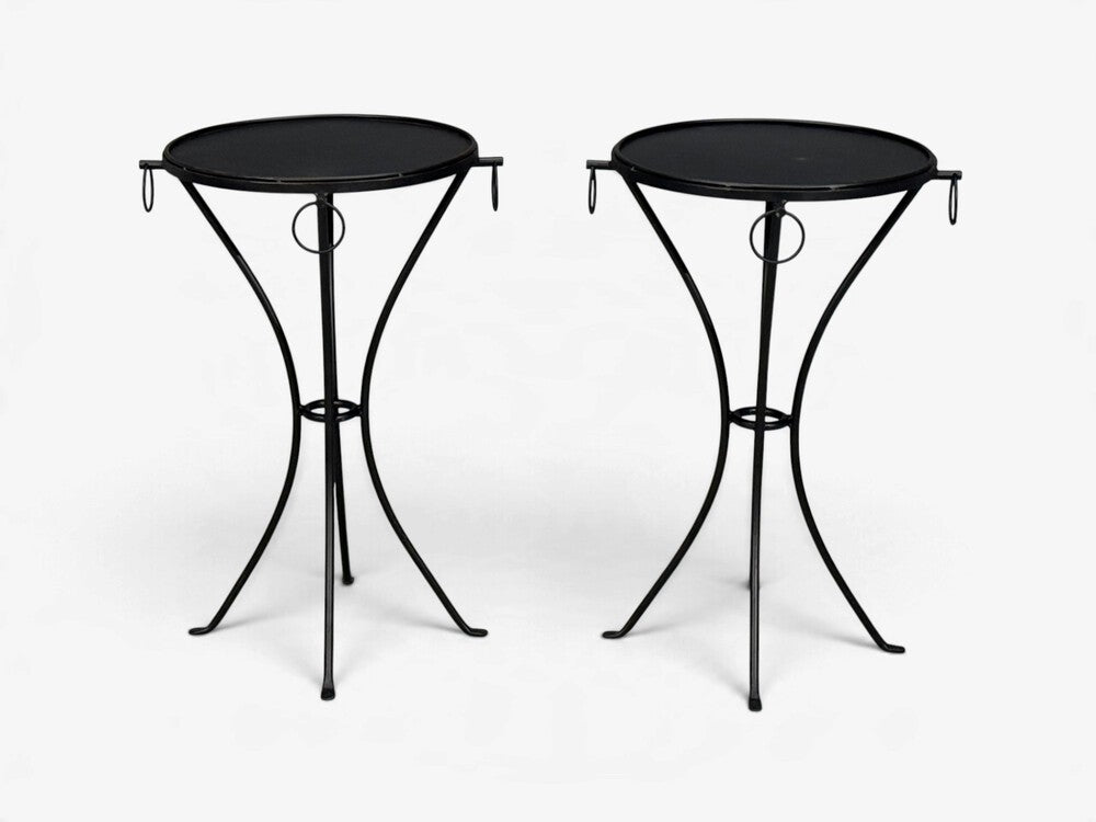 Jean-Michel Frank Style, Side Tables or Gueridons, Painted Iron, 20th c.