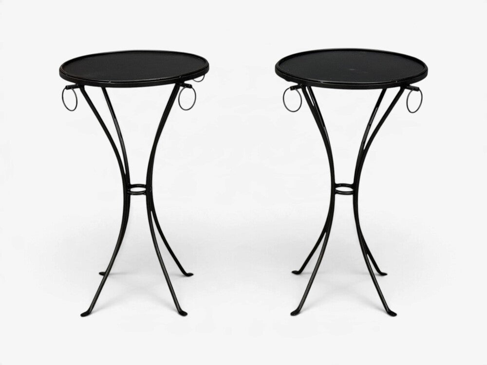 Jean-Michel Frank Style, Side Tables or Gueridons, Painted Iron, 20th c.