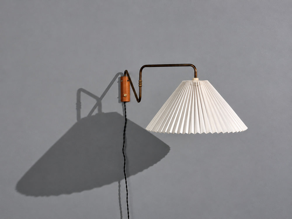 Danish Modern, Articulating Wall Sconce, Brass, Beech Wood, Denmark, 1940s