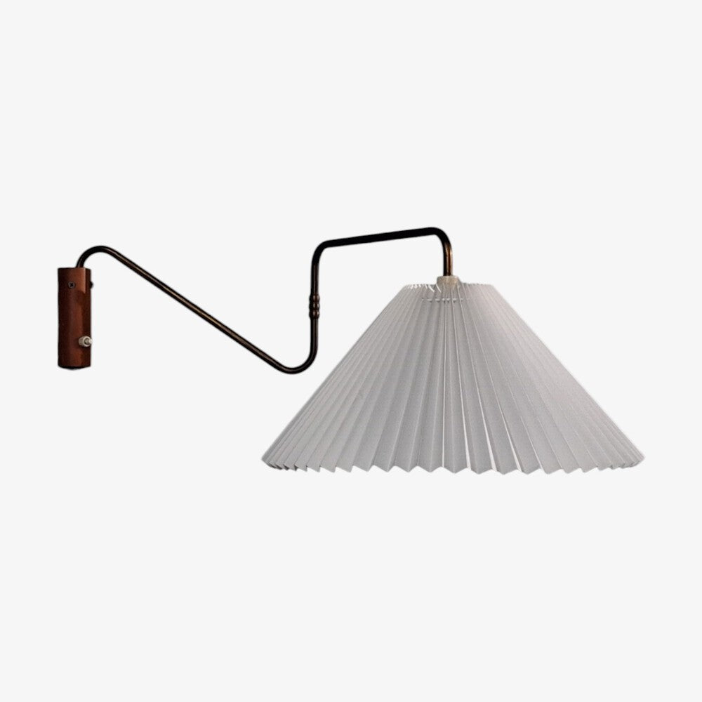 Danish Modern, Articulating Wall Sconce, Brass, Beech Wood, Denmark, 1940s