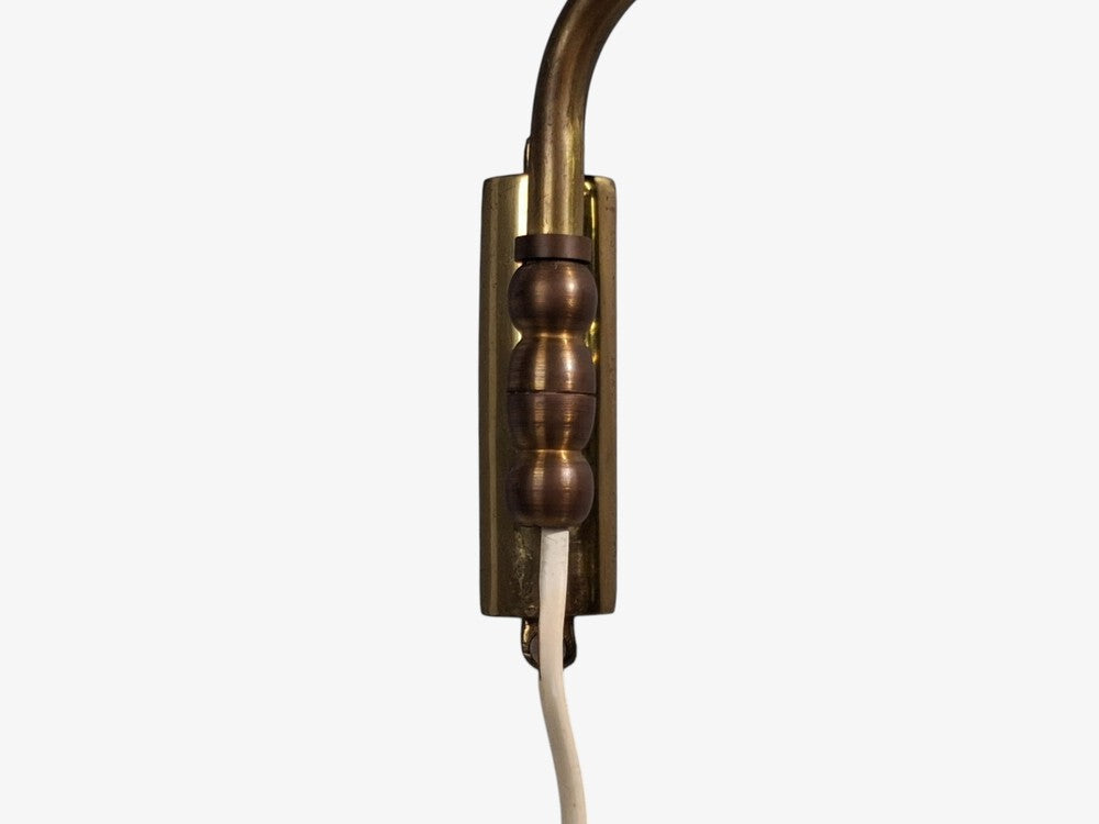 Danish Modern, Articulating Wall Light or Sconce, Patinated Brass, Denmark, 1950s